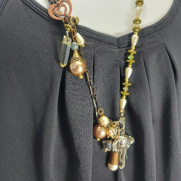 Treska Signed Beaded Boho Original Statement Necklace - Picture 2 of 5